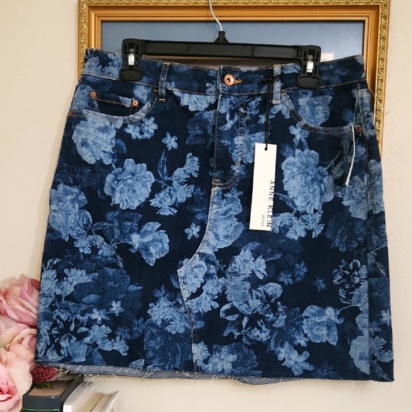 Floral Jean Skirt Above The Knee Casual Skirt Cottagecore Summer Vacation Large - Picture 1 of 8